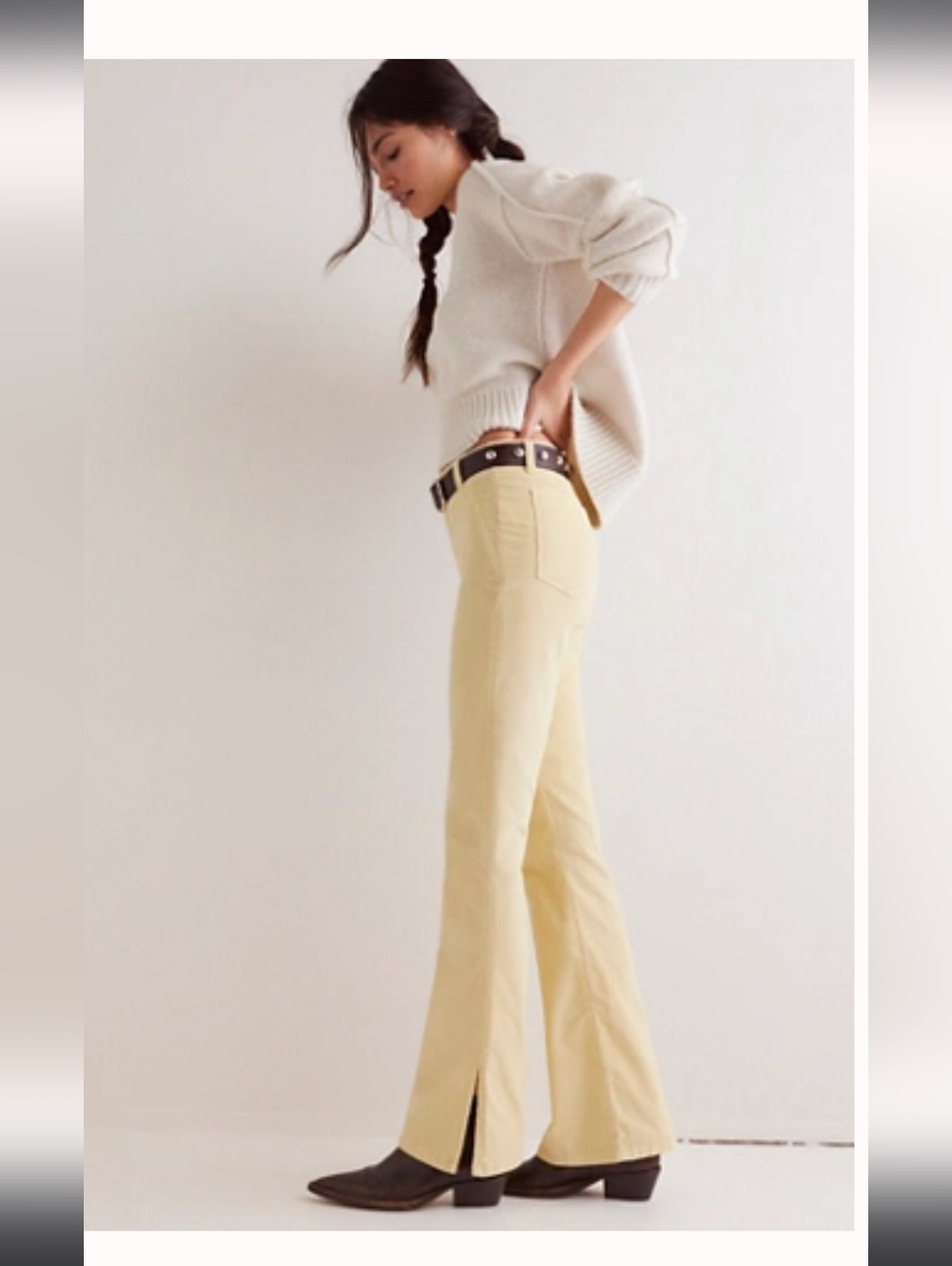 NWT We The Free Level Up Slit Bootcut Pants  Sz 33 In French Vanilla